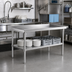 Thumbnail image #2 for Klinger's Trading 61 Inch x 30 Inch Stainless Steel Dish Sorting Table with Undershelf