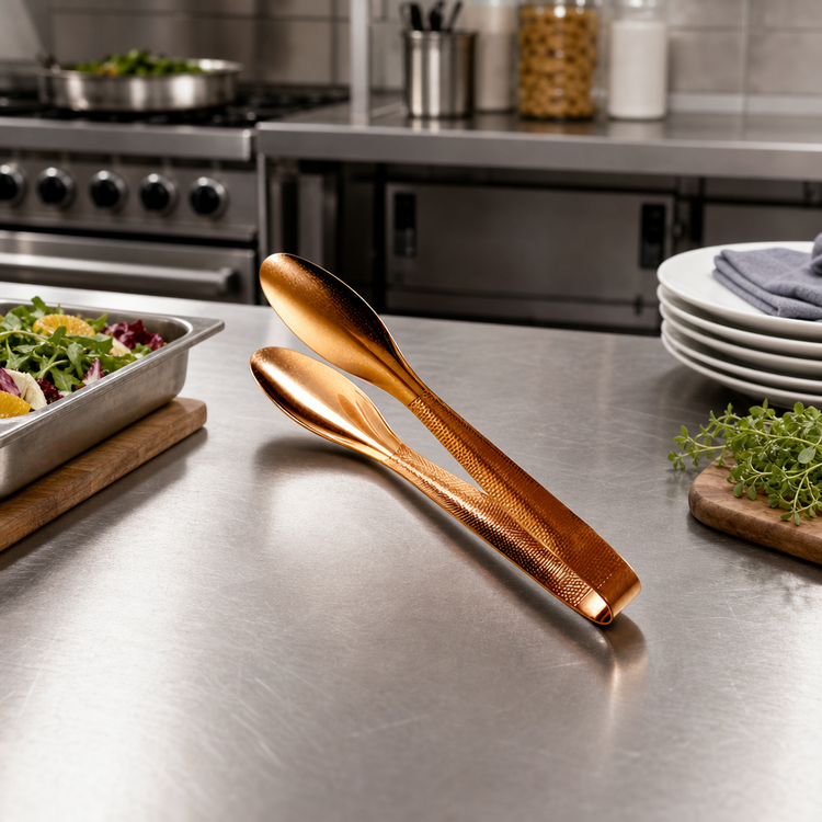 Product image #2 for American Metalcraft Vintage Bronze 9-Inch Hammered 18/0 Stainless Steel Serving Tongs