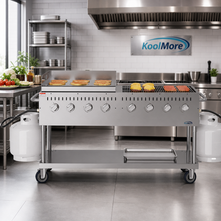 Product image #2 for KoolMore 60-Inch 8-Burner Commercial Outdoor Propane Grill with 30-Inch Griddle