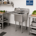 Thumbnail image #2 for Sapphire Manufacturing Commercial 1-Compartment Stainless Steel Sink with Left Drainboard and Backsplash, 38-1/2 Inch Wide