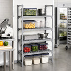 Thumbnail image #3 for Cambro Camshelving® Premium CPSK1848V5480 Vented 5-Shelf Polymer Shelving Kit, 18" x 48", Speckled Gray
