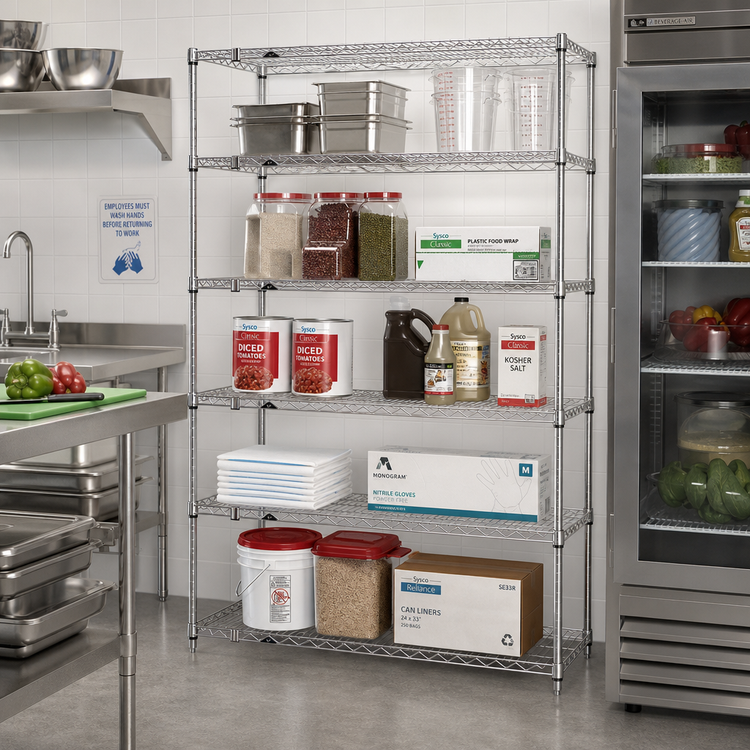 Product image #2 for Metro Super Erecta Add-On Wire Shelving Unit, 48W x 24D x 74H, 5 Shelves, Chrome Plated