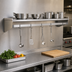 Thumbnail image #2 for Wall-Mounted Stainless Steel Pot Rack Shelf, 60 x 18 Inches, with 5 Removable Hooks