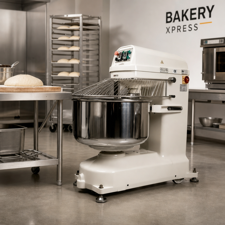 Product image #2 for BakeryXpress Floor Model Spiral Dough Mixer with 42 Qt Fixed Bowl and 45 lb Capacity