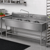 Thumbnail image #2 for John Boos Pro-Bowl 4-Compartment Freestanding Stainless Steel Sink with 10-Inch Backsplash, 77-1/8 x 29-1/2 x 44-1/16 Inches