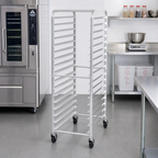 Thumbnail image #2 for Advance Tabco Special Value Series Full-Height Open-Side Mobile Aluminum Front-Loading Sheet Pan Rack, 20 Full-Size Pan Capacity