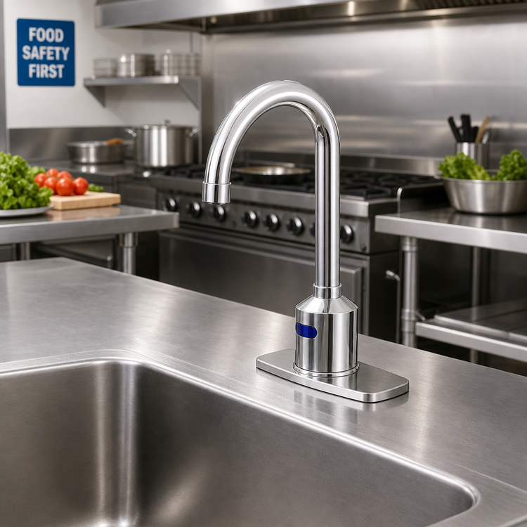 Product image #2 for Equip Electronic Sensor Touchless Deck-Mount Faucet with 5-11/16-Inch Rigid Gooseneck Spout