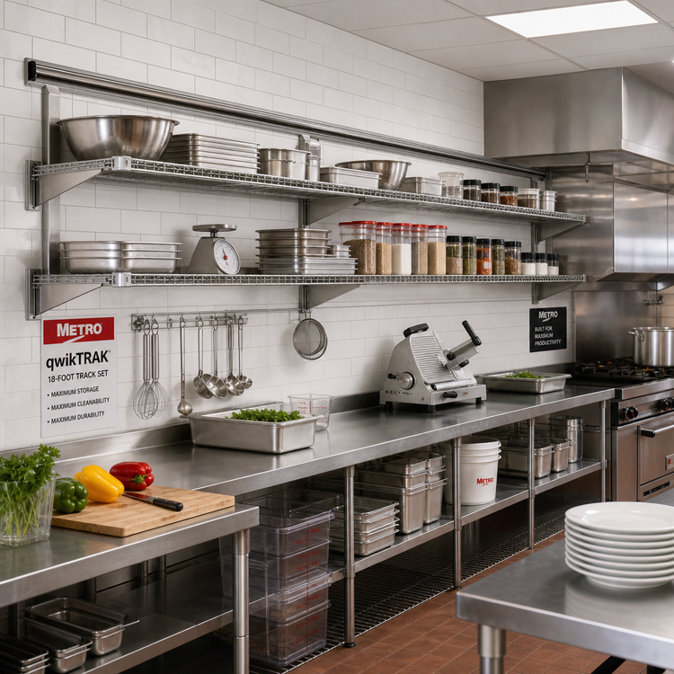 Product image #2 for Metro HD qwikTRAK 18-Foot Commercial Shelving Track Set