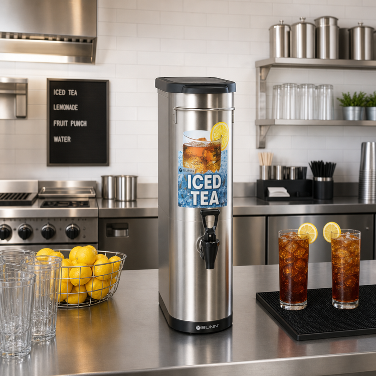 Product image #2 for BUNN Narrow Tower Iced Beverage Dispenser, 3.5 Gallon, Sump Valve, 8-Inch Cup Clearance