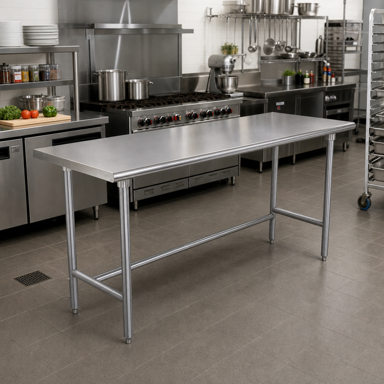 Product image #2 for Advance Tabco 84-Inch x 24-Inch Flat Top Stainless Steel Work Table with Open Base