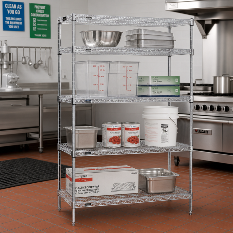 Product image #2 for Eagle Redi-Pak 4-Tier Wire Shelving Unit with QuadTruss Shelves, 48 x 24 x 63 Inches, Chrome Finish