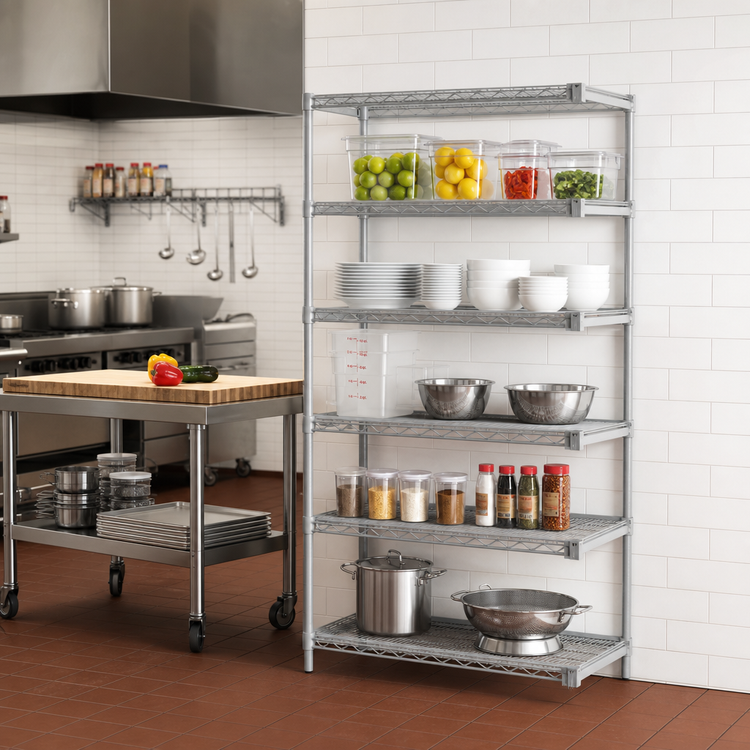 Product image #2 for EagleGard 5-Tier Add-On Wire Shelving Unit, 36W x 21D x 74H, Hybrid Epoxy Finish