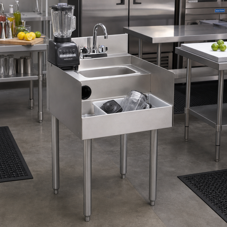 Product image #2 for Advance Tabco Special Value Series 18-Inch Freestanding Underbar Blender Station with Dump Sink and Splash Mount Faucet