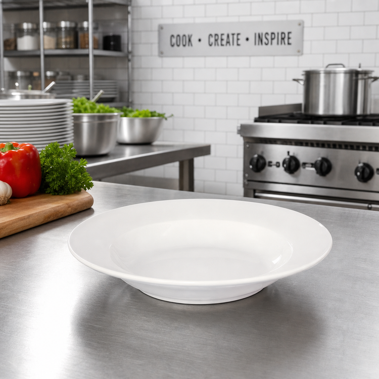 Product image #2 for Semplice 12-Inch Round Pearl White Fully Vitrified Ceramic Soup/Pasta Coupe Plate
