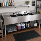 Thumbnail image #2 for BK Resources UB4-21-484TS 84-Inch Four-Compartment Stainless Steel Underbar Sink with Left and Right Drainboards