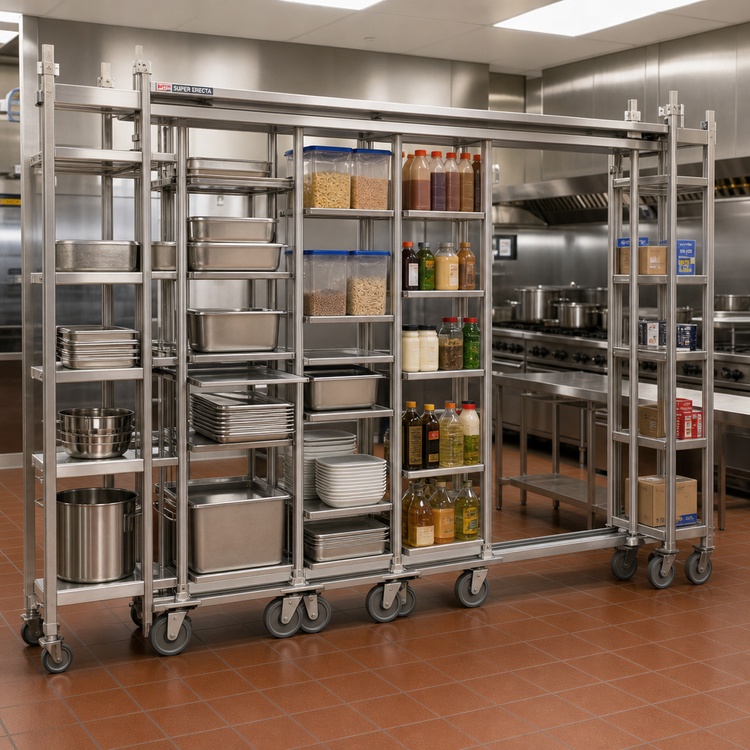Product image #2 for Metro TOP-TRACK Super Erecta 18-Inch Stainless Steel Mobile Track Shelving Unit Kit