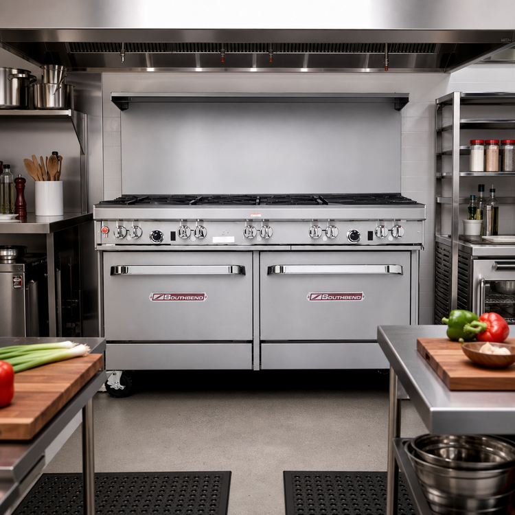 Product image #2 for Southbend Ultimate 60-Inch Gas Restaurant Range with 4 Pyromax Burners, 24-Inch Raised Griddle/Broiler, and 2 Cabinet Bases