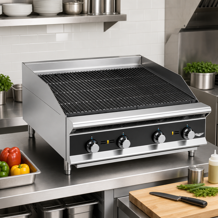 Product image #2 for Vollrath Heavy-Duty Countertop Charbroiler, 72-Inch, Stainless Steel, Radiant/Lava Rock