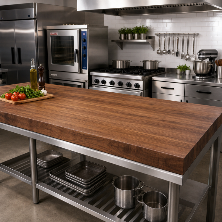 Product image #2 for John Boos Boos Block 108-Inch x 48-Inch American Black Walnut Edge Grain Countertop, 2-1/4-Inch Thick