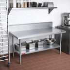 Thumbnail image #2 for Duke Manufacturing 314-3048-10R 48 x 30 Inch Stainless Steel Work Table, 14 Gauge 300 Series Top, 10 Inch Riser, Galvanized Undershelf