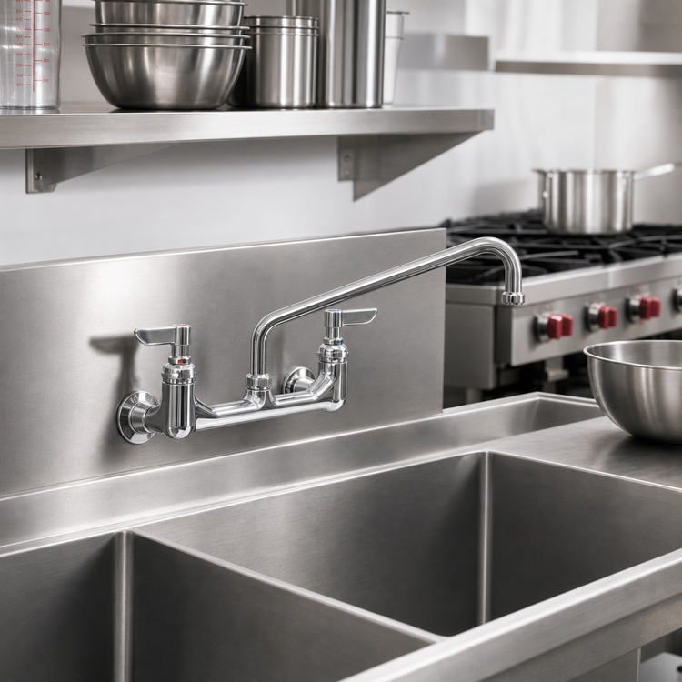Product image #2 for Eagle Group 14-Inch Splash-Mounted Standard Mixing Faucet with Swing Nozzle, 8-Inch Centers