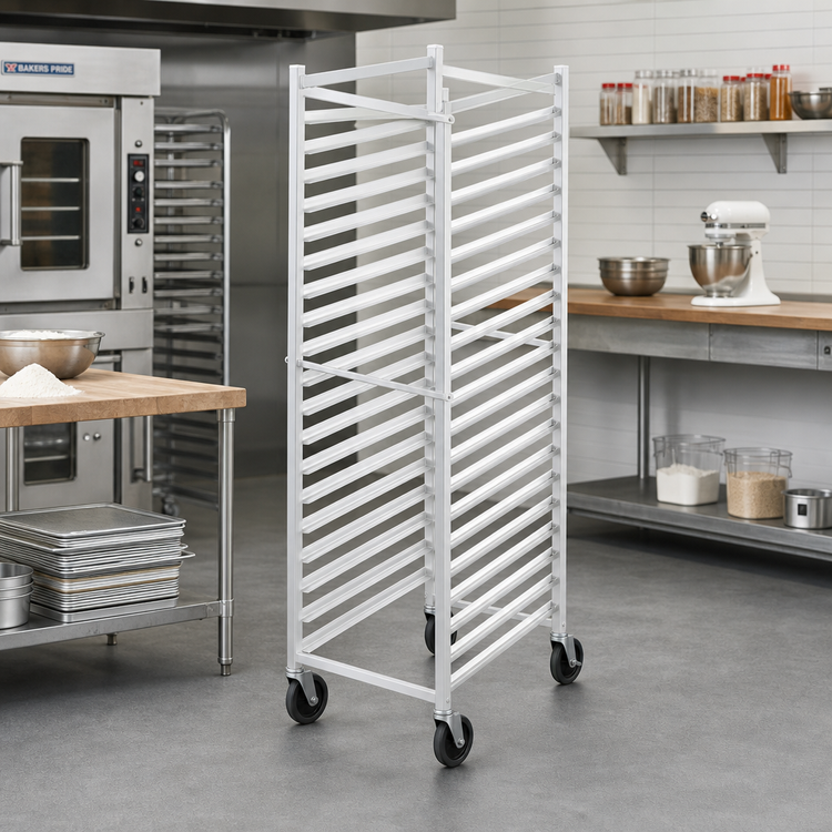 Product image #2 for Channel 403AKD Knock-Down Aluminum End-Load Bun Pan Rack with 5-Inch Casters