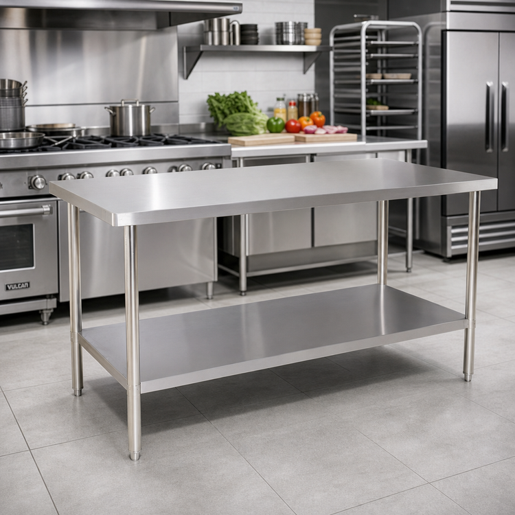 Product image #2 for Klinger's Trading AST3048 Heavy Duty Flat Top Stainless Steel Work Table with Undershelf, 48 x 30 x 36 Inches