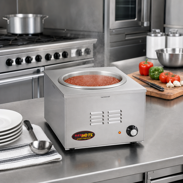 Product image #2 for RedHots 11-Quart Round Countertop Electric Food Warmer, 240V, Wet/Dry Operation