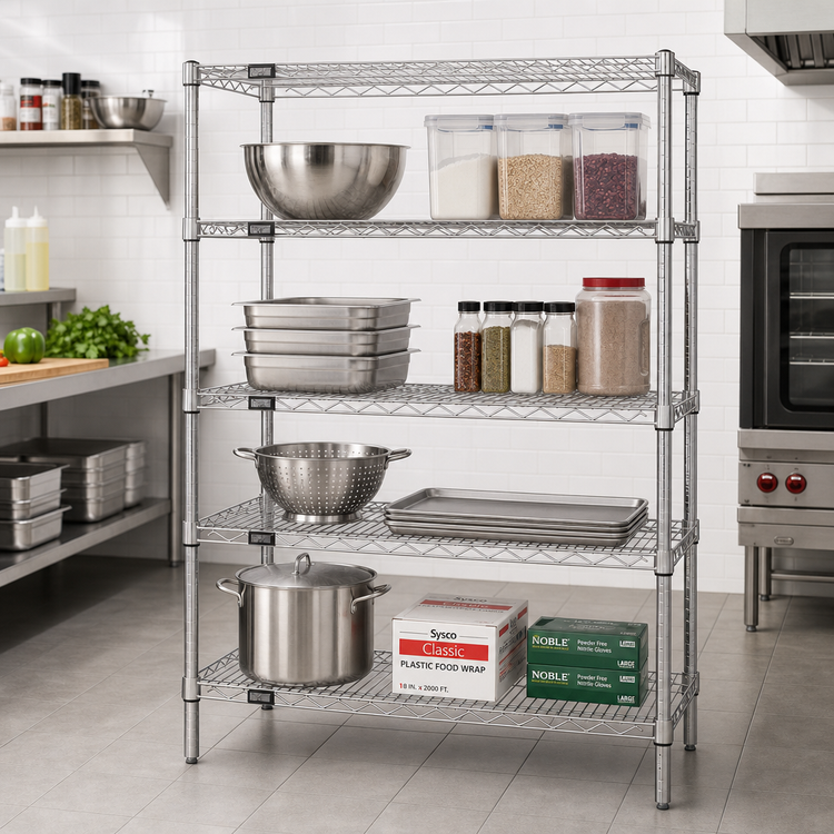 Product image #2 for Quantum 54 Inch W x 21 Inch D x 86 Inch H 4-Shelf Wire Shelving Starter Kit, 304 Stainless Steel