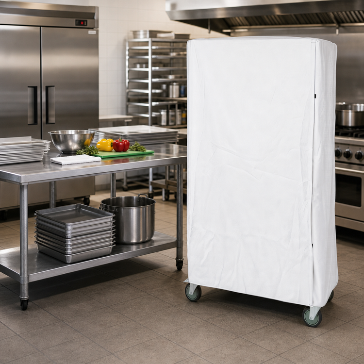 Product image #2 for Quantum 18 x 48 x 74 Inch Wire Cart Cover, White 400 Denier Nylon with Zipper Flap