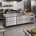 Thumbnail image #2 for Randell Three-Section Self-Contained Refrigerated Chef Base Equipment Stand, 6 Drawers, 105-Inch Wide, Right-Side Compressor