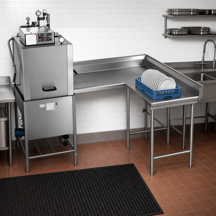 Product image #2 for Corner Clean Dishtable, 120" Machine-to-Corner x 60" Corner-to-End, 30" Working Depth, 16 Gauge 304 Stainless Steel, Left-to-Right Operation