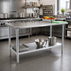 Thumbnail image #2 for Eagle Group Spec-Master T2484E 84 x 24-Inch 14-Gauge 300 Series Stainless Steel Work Table with Adjustable Galvanized Undershelf