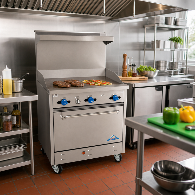 Product image #2 for Comstock-Castle 36-Inch Commercial Gas Range with Full-Width Griddle and 31.5-Inch Oven