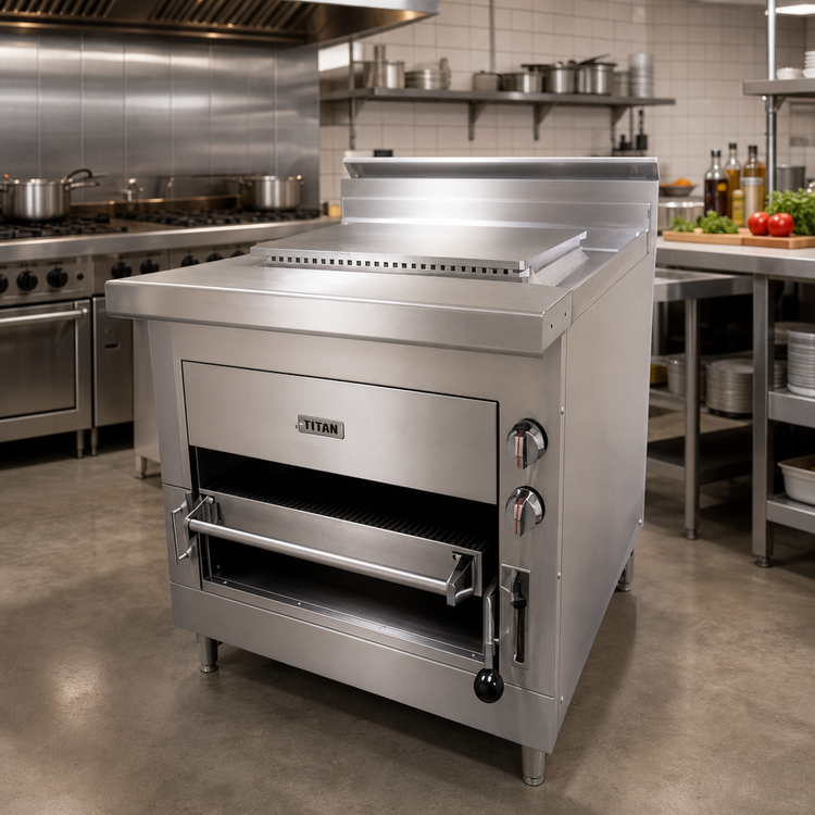 Product image #2 for Titan Heavy Duty Upright Infrared Gas Plancha Broiler with Cabinet Base, 36-Inch, Single Deck