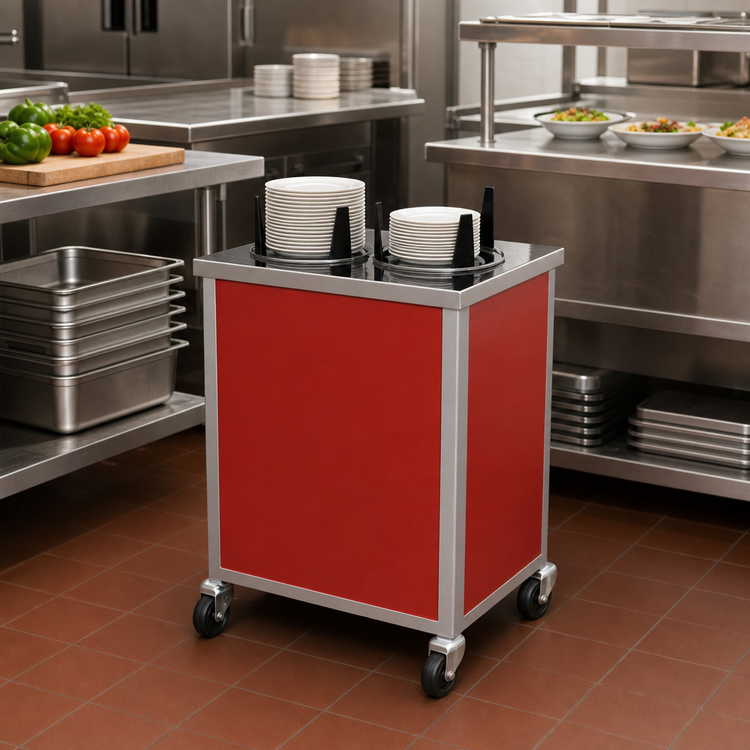 Product image #2 for Atlas Metal Enclosed Mobile Plate Dispenser, 2-Tube, 7-1/4 Inch Max Plate Diameter