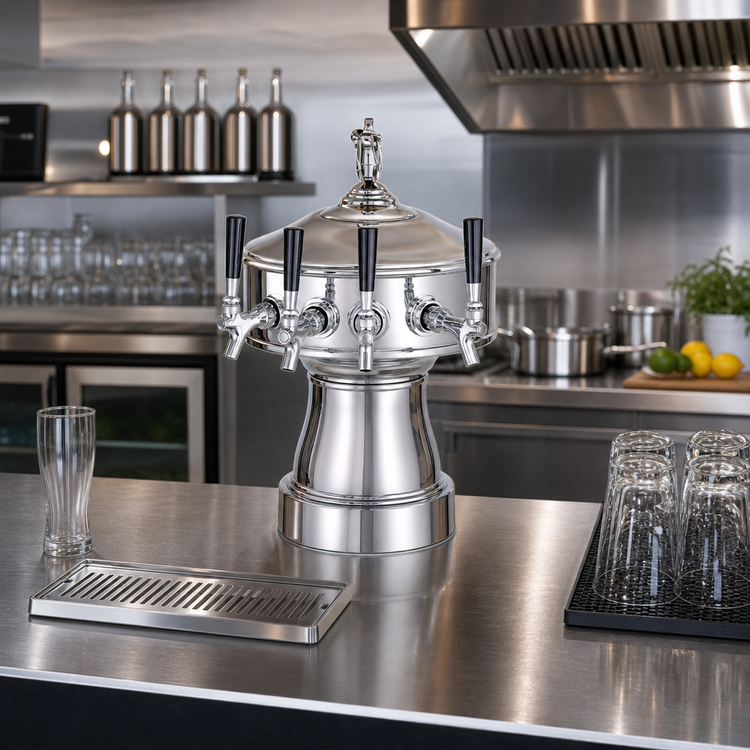 Product image #2 for Perlick Gambrinus 4-Faucet Countertop Glycol-Cooled Draft Beer Tower, Polished Chrome