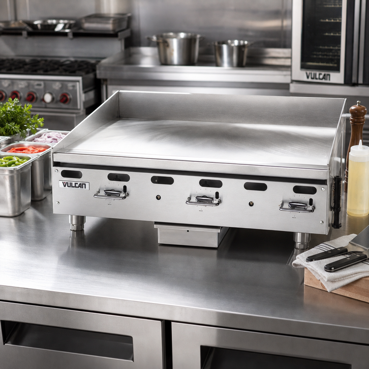 Product image #3 for Vulcan VMG36 36-Inch Heavy Duty Countertop Manual Gas Griddle with 1-Inch Polished Steel Plate
