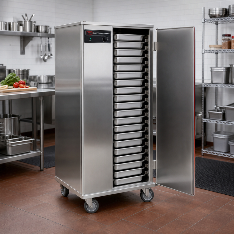 Product image #2 for Carter-Hoffmann Heated Storage Cabinet, Enclosed Style, Solid Hinged Doors, 34 Full-Size Pan Capacity