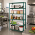 Thumbnail image #2 for Quantum Stationary Wire Shelving Starter Kit, 42 x 24 x 74 Inches, 5 Shelves, Green Epoxy Antimicrobial Finish