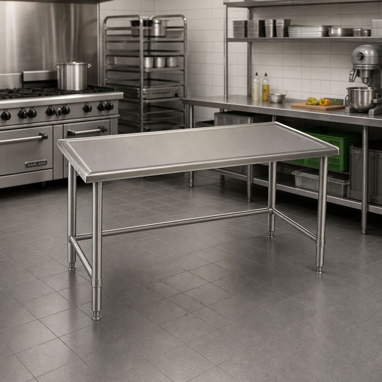 Product image #2 for Eagle Spec-Master Marine Series 48" x 48" Stainless Steel Work Table with Open Base and Marine Edge