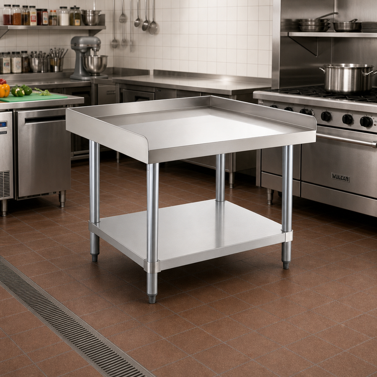 Product image #2 for Steel Works Stainless 30-Inch x 30-Inch x 24-Inch Stainless Steel Equipment Stand with 16-Gauge 304 Top and 430 Undershelf