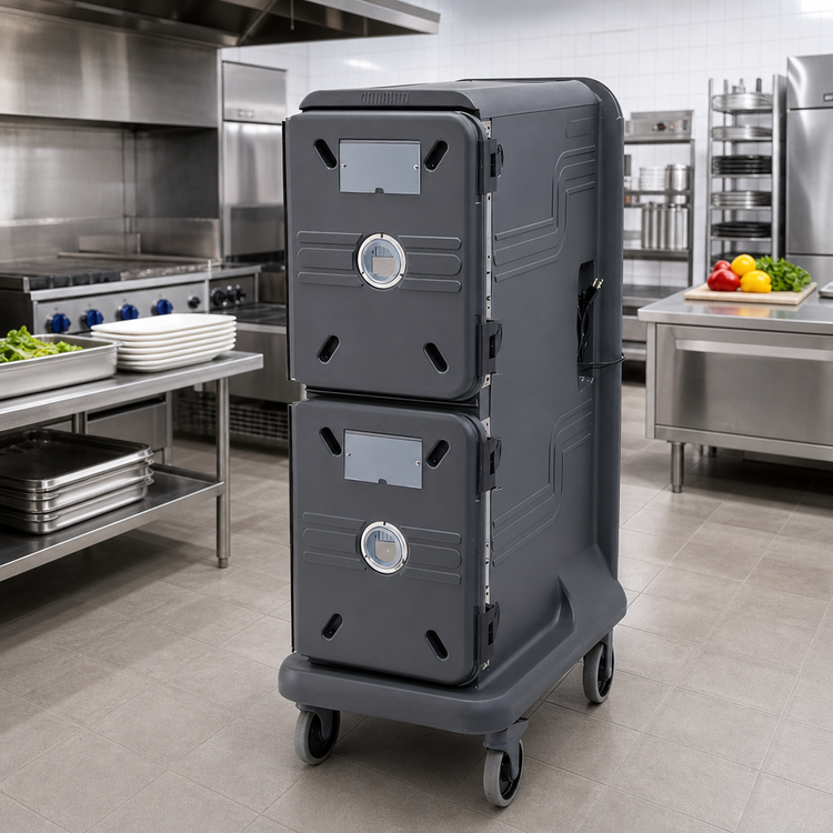 Product image #2 for Cambro Pro Cart Ultra Electric Front-Loading Hot Food Pan Carrier, 2-Compartment, Universal Pan Size