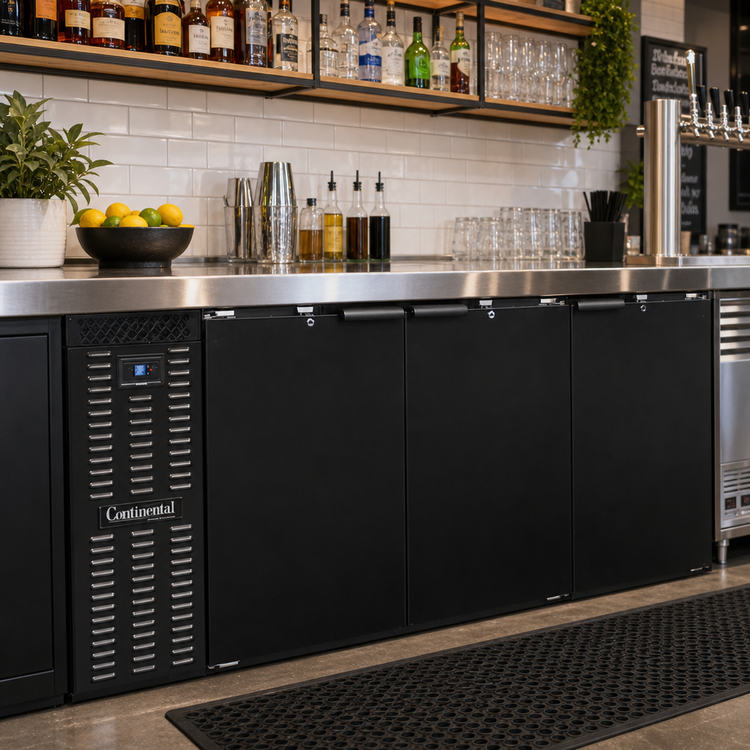Product image #2 for Continental Refrigerator BB79SN Shallow Depth Refrigerated Back Bar Cooler with 3 Solid Doors