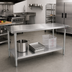 Thumbnail image #2 for John Boos Stallion 84 Inch x 24 Inch 14-Gauge Stainless Steel Top Work Table with Galvanized Base and Adjustable Undershelf