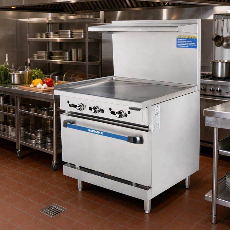 Product image #2 for Turbo Air Radiance 36-Inch Propane Heavy Duty Gas Range with Thermostatic Griddle and Standard Oven