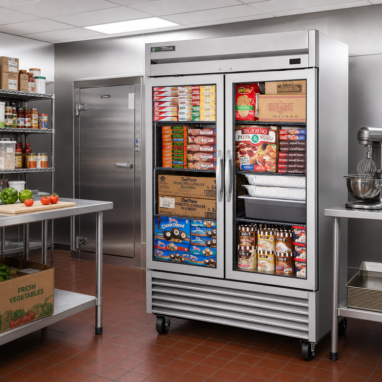Product image #2 for True 2-Section Reach-In Glass Door Freezer, Stainless Steel, Self-Contained, -10°F