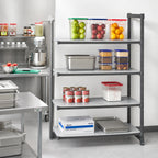 Thumbnail image #2 for Cambro Camshelving® Basics Plus CBA186064S4580 4-Tier Solid Add-On Polymer Shelving Unit, 18 x 60 x 64 Inches, Brushed Graphite