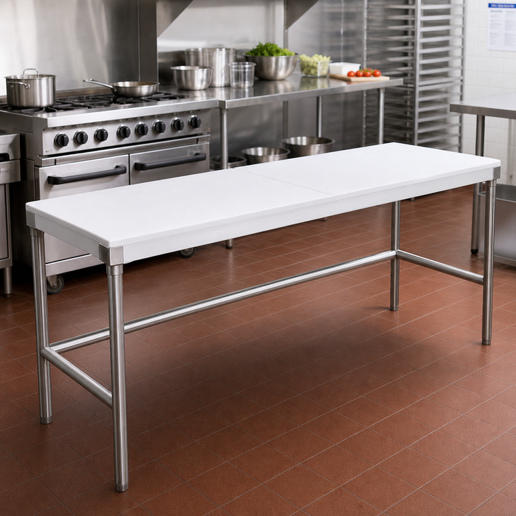 Product image #2 for Advance Tabco Poly-Vance 84 Inch x 24 Inch Poly-Top Work Table with Stainless Steel Base