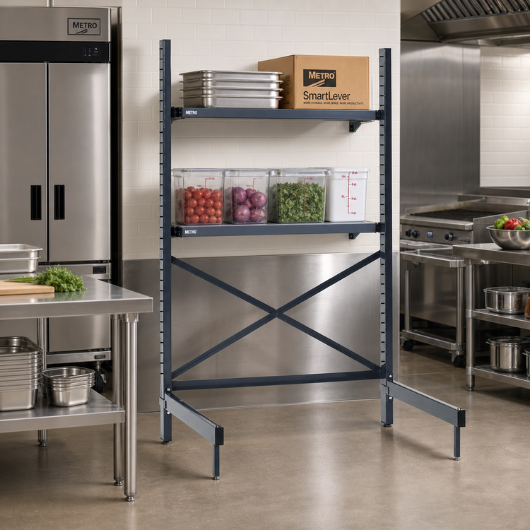 Product image #2 for Metro SmartLever Cantilevered Shelving Starter Kit for 30 x 30 Shelves, 86-3/8 Inch High